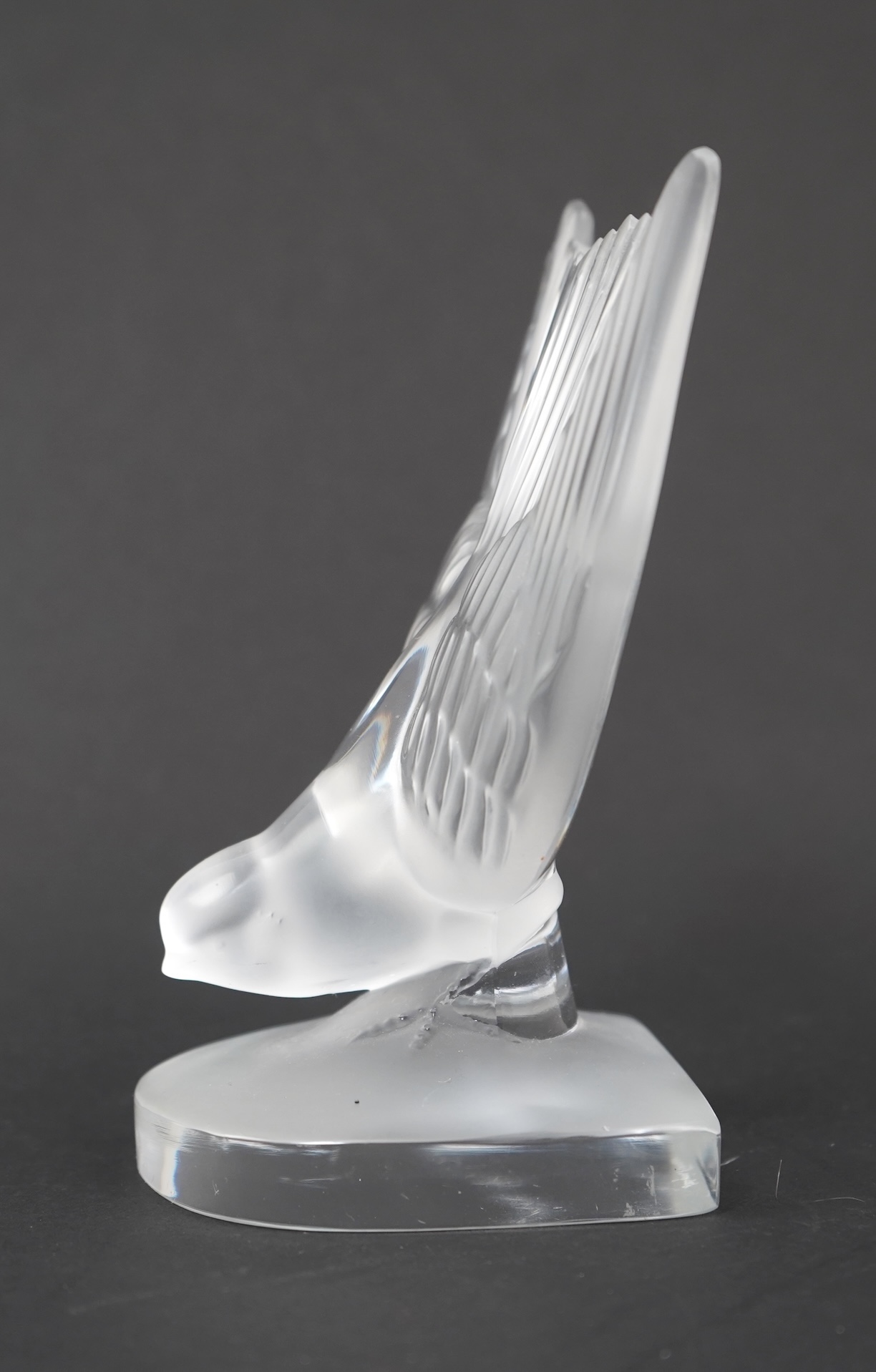 A Lalique frosted glass dove bookend, post-war, 15.5cm